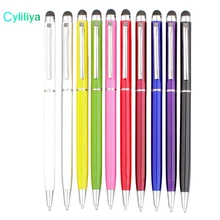 100 шт оптом Универсальный 2в1 емкостный сенсорный экран Стилус с шариковой ручкой для Iphone Ipad планшетный ПК samsung бесплатно DHL