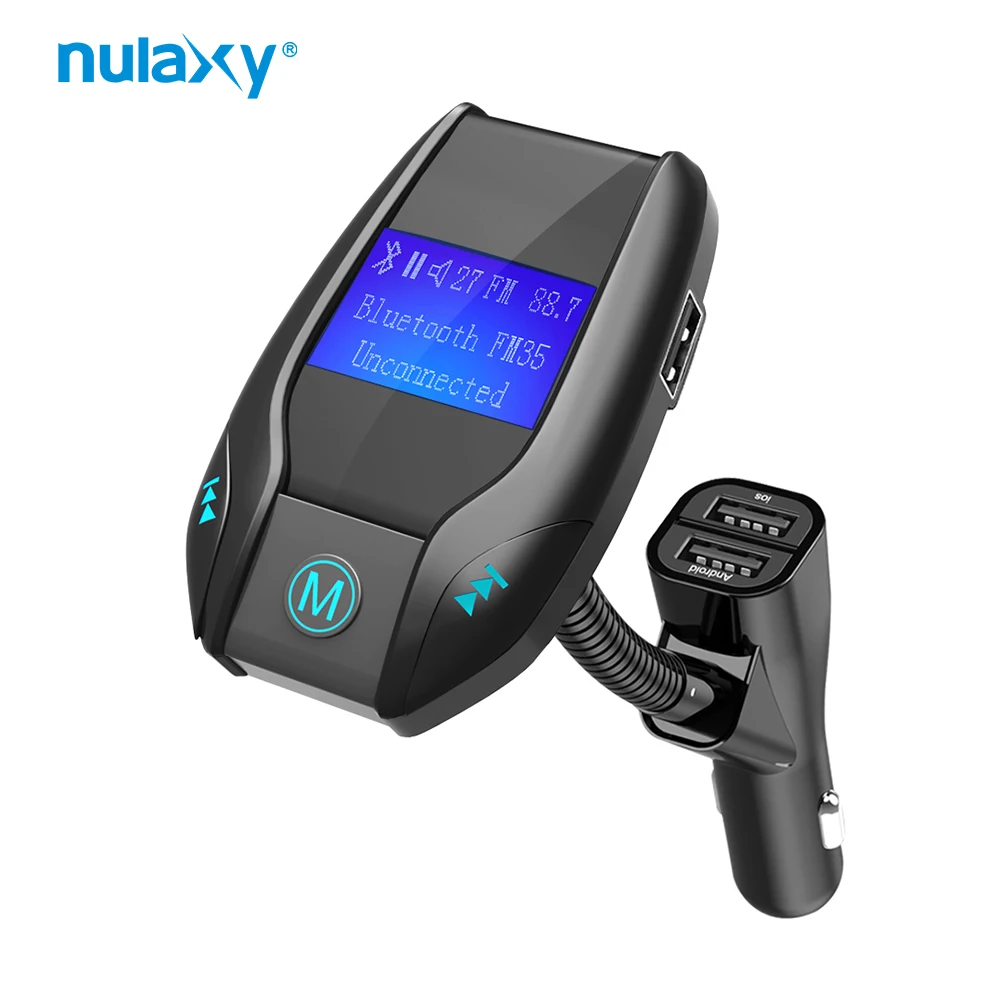 

Nulaxy Car MP3 Player Bluetooth FM Modulator Car Kit With LCD Display Dual USB Car Charger Audio Transmitter Support TF USB Disk