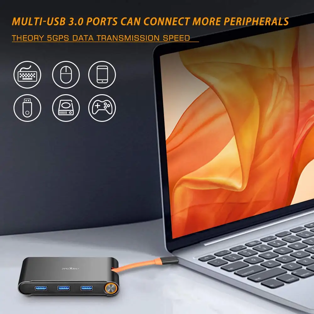 James burro 7 en 1 USB C Thunderbolt 3 Hub portátil Universal Docking Station con HDMI/VGA y Gigabi