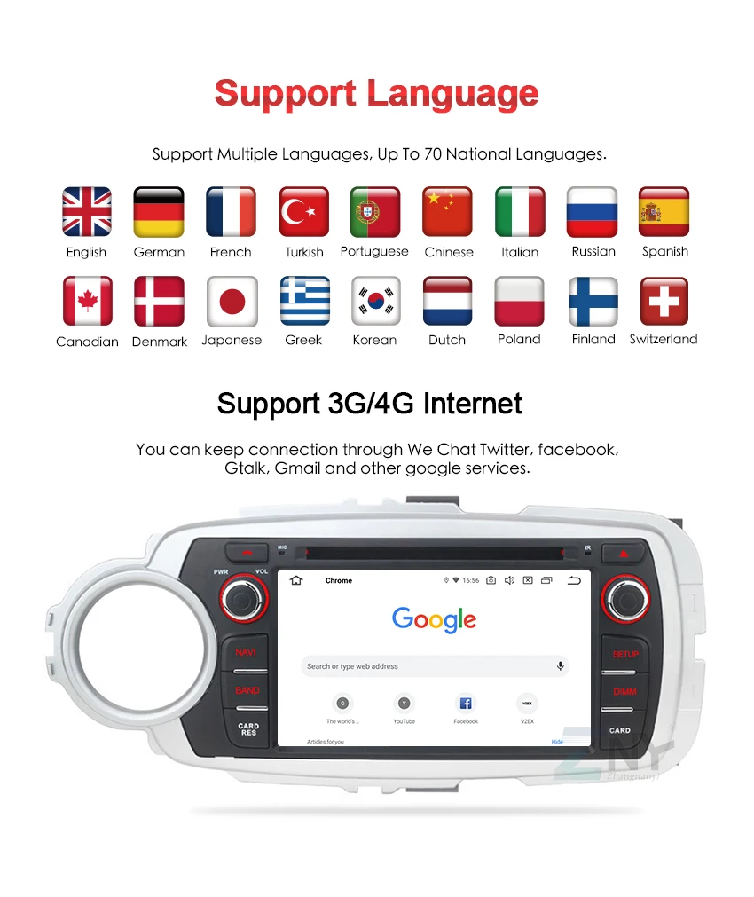 Discount 7" IPS Android 9.0 Car DVD 2 Din Auto Radio For Toyota Yaris 2012-2017 GPS Navigation Multimedia CarPlay WIFI Audio Video Stereo 9