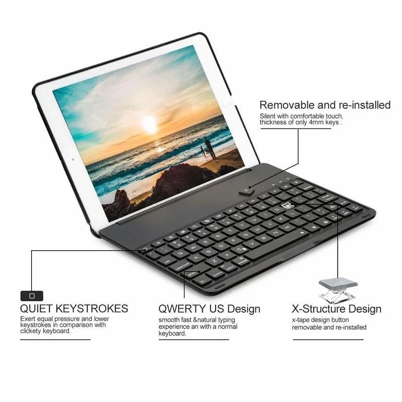 Чехол с беспроводной Bluetooth клавиатурой и спящим режимом для Apple iPad 9 7 New 2017 /2018 Air / 2
