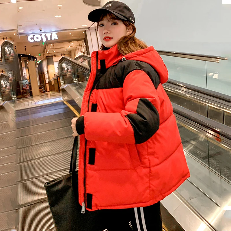 

2019 White Causal Ladies Down Cotton Padded Jacket Short Autumn Winter Wadded Jackets Women Hooded Coats Female Overalls Parkas