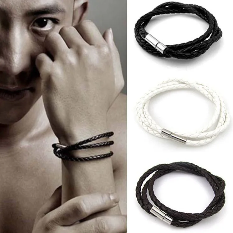 Leder Männer  Tibetischen Silber Armband Parataxe  Drachen Mehrschichtige neu.