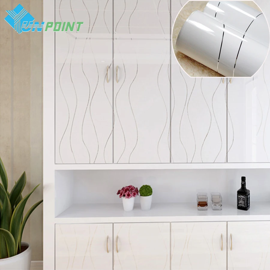Белые волнистые линии DIY декоративные пленки ПВХ водонепроницаемые самоклеящиеся обои для кухонного шкафа мебель обновления наклейки