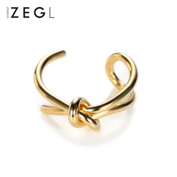 

ZEGL female ring Japanese and Korean knotted open ring female gold-plated index ring Korean simple jewelry hand jewelry adjustab