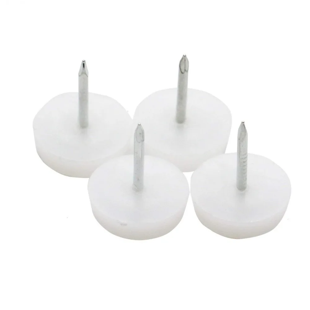 

100Pcs 24mm White Nylon Furniture Chair Table Leg Feet Protector Pad Glide Nail