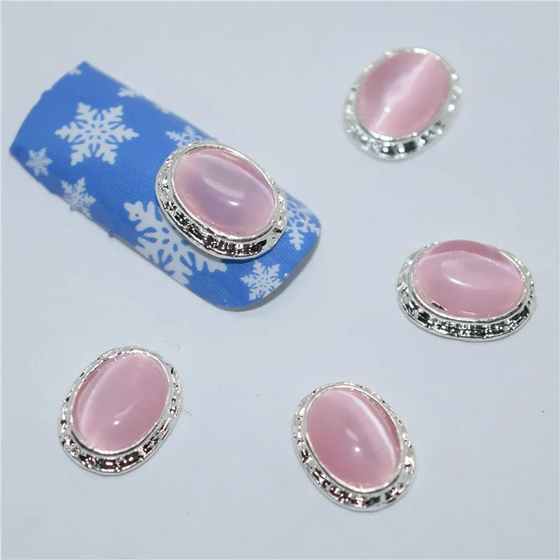 

10psc New Pink oval stone 3D Nail Art Decorations,Alloy Nail Charms,Nails Rhinestones Nail Supplies #513