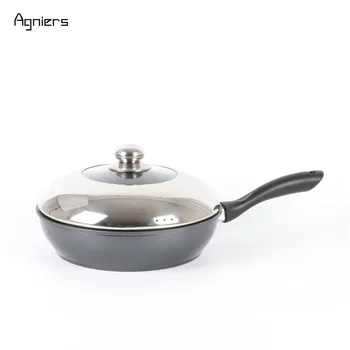 

Agniers Black Nonstick 11-inch Stir Fry Pan Deep Frying Pan Cookware with Stainless Steel Lid Cooker