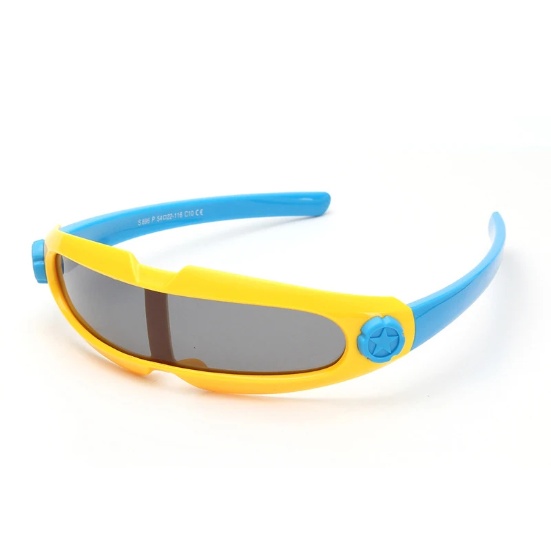 С принтом в виде звезд для маленьких поляризованные Одна деталь очки Детские ребенка UV400 безопасный силиконовые очки модные очки Оттенки Óculos - Цвет линз: yellow frame blue