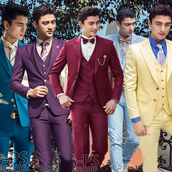

Retro gentleman styleMen's suits tailor suit Blazer suits for men 3 piece Jacket+Pants+Vest Presided over the wedding groomsman
