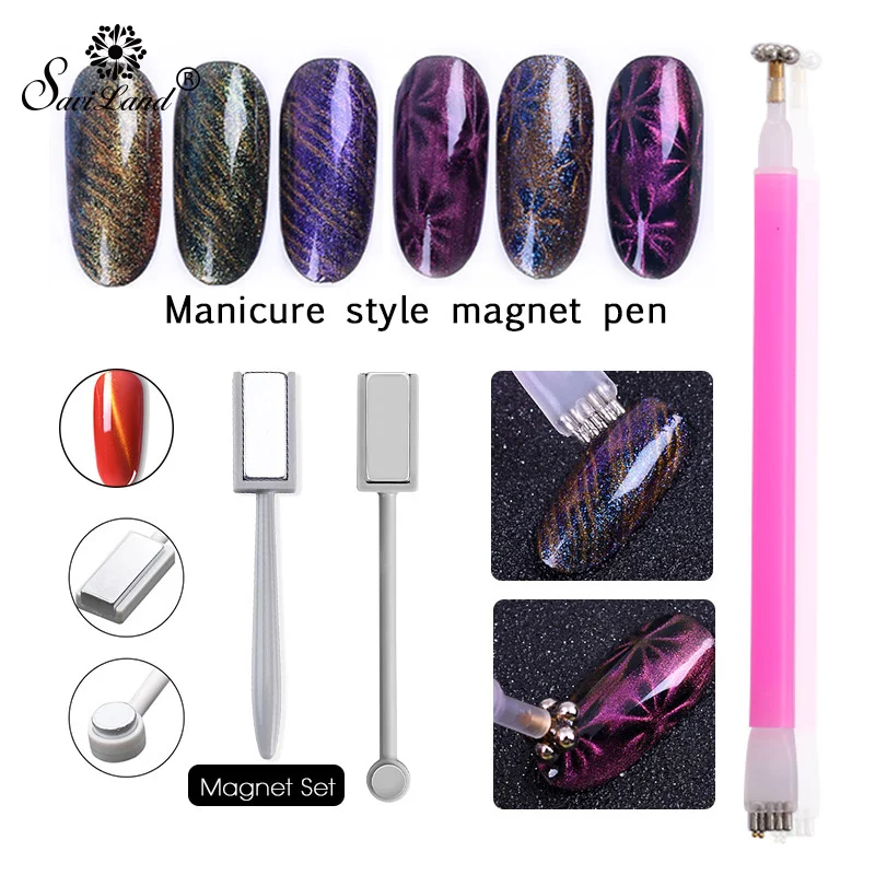 

Saviland 3pcs Magnet Set Nail Art Magnet Stick Cat Eye Gel Varnish 3D Strip Effect Shaping Strong DIY Magnetic Nail Art Tools