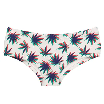 

LEIMOLIS Maple leaves white funny print sexy hot panties female kawaii Lovely underwear push up briefs women lingerie thongs