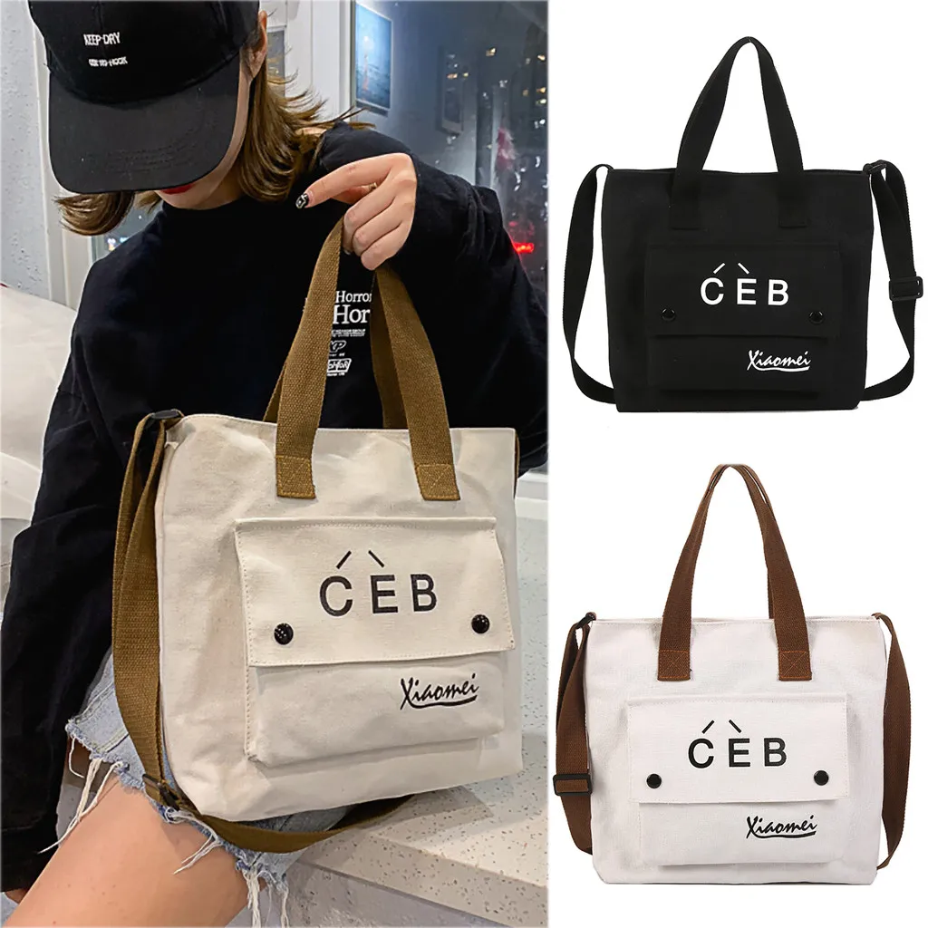 

Women's Messenger Bag Large Capacity Bag Simple Fashion Shoulder Bag Canvas Bag#AY3
