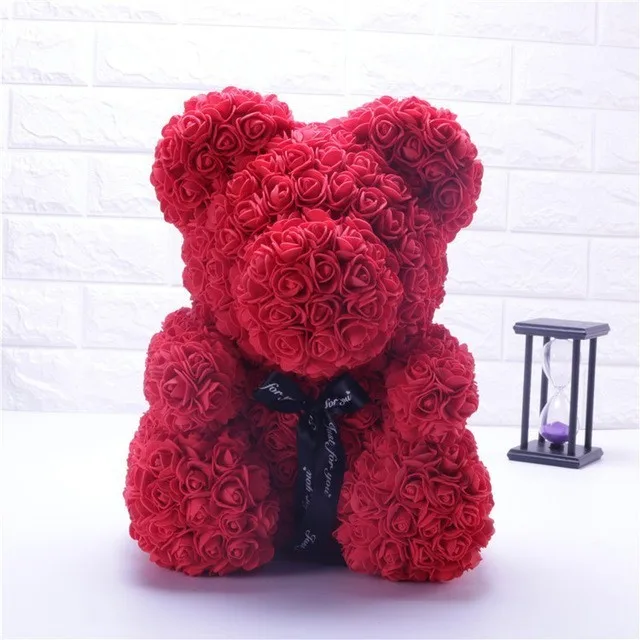 

25cm Cartoon Bear Artificial Flowers PE Rose Flower Artificial Christmas Gifts for Women Valentine's Day Gift Bear Holiday gift