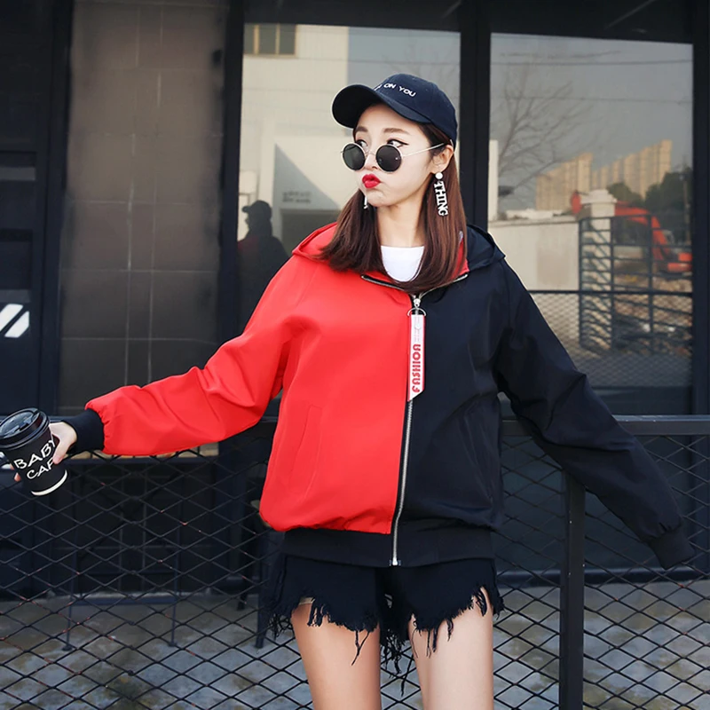 Jackets Women Hip Hop Loose Patchwork BF Harajuku Chic Zipper Basic Jacket Unisex Womens Daily All-match Korean Style Outerwear