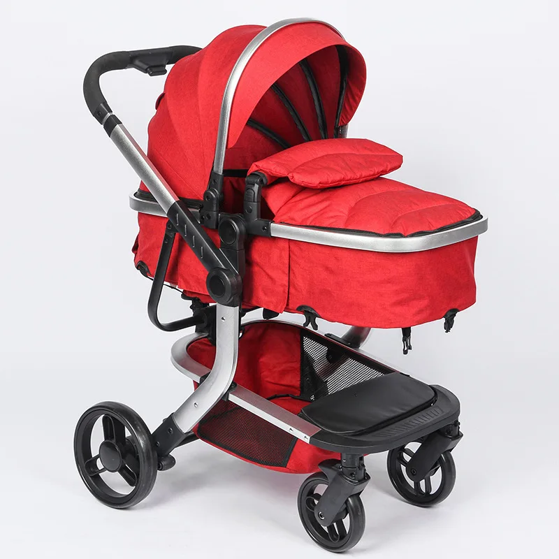 Top High Landscape Newborn Baby Stroller 3 In 1 with Car Seat Travel System Convertible Pushchair Sleeping Basket Car Safety Seat 2