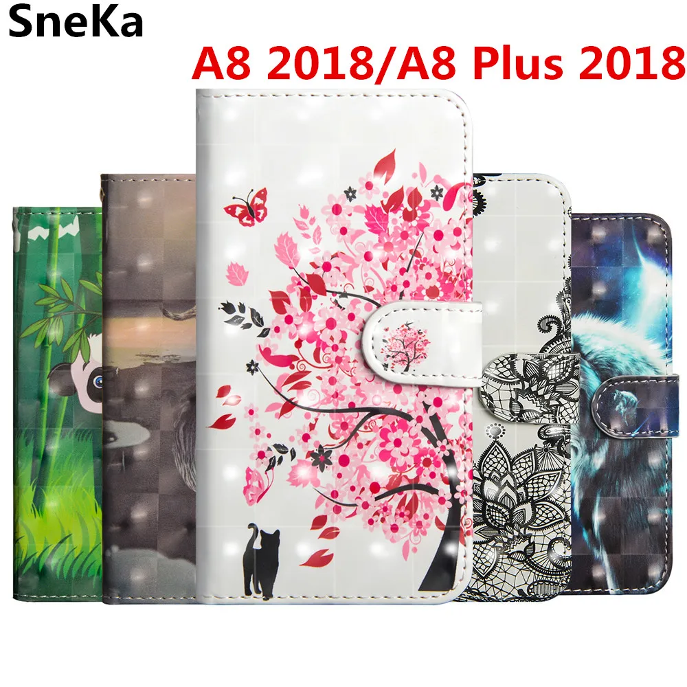 

For Coque Samsung Galaxy A8 2018 Case Cover 3D vision Cute Painted Leather Phone Case For Sumsung Galaxy A8 Plus 2018 Case Cover