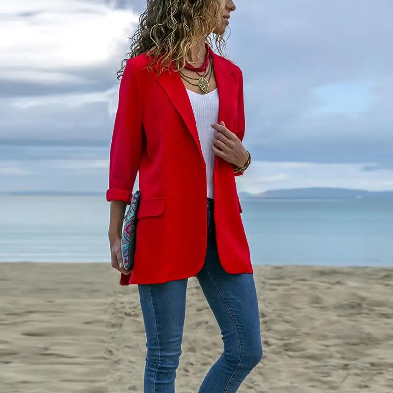 

GTGYFF FASHION office ladies work wear blazer suit women autumn suits blazers black green red woman clothing women's clothes