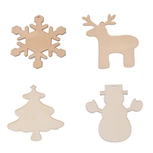 4 шт. многослойные деревянные вырезанные виниры ломтики Снежинка Олень Подвески Снеговик этикетка для украшения рождественской елки украшения