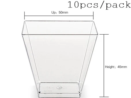 Акция-вечерние поставщики, 45 мл одноразовая пластиковая посуда, 64*50 мм/70 мл прозрачная мини-десертная чашка, 10/упаковка - Цвет: Золотой