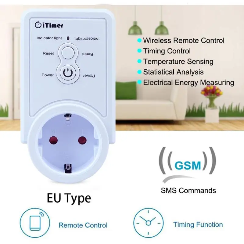 

GSM Smart Socket SMS Commands SIM Card Supported Remote Turn On/Off Electronics Function Temperature Timing Remote Control