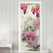 Classic Ink Purple Grape Picture 3D Wall Mural PVC Self adhesive Wall Sticker 3D Door Sticker