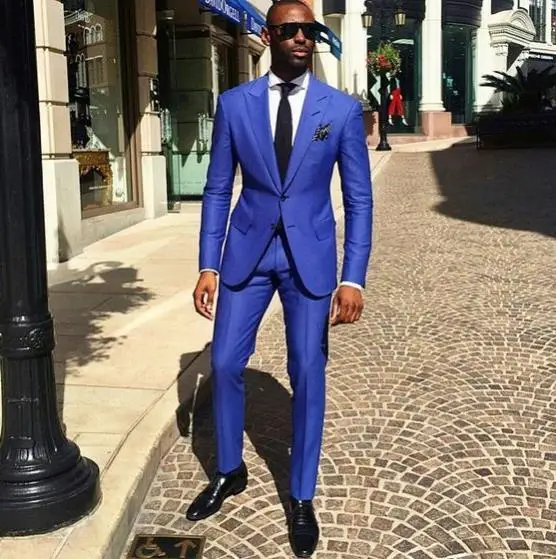 2020 Street Fashion Royal Blue Men Suit Casual Slim Fit 2 Pieces Tuxedo Custom Made Blazer Office Work Wear (Jacket+Pants) | Мужская