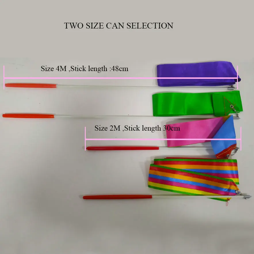 Colorful 2 Meters 4 Meters Gym Ribbons Dance Ribbon Fitness Rhythmic Art Gymnastic Ballet Streamer Twirling Rod Stick Training F