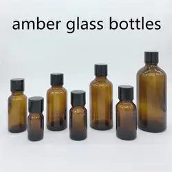 5 мл 10 мл 15 мл 20 мл 30 мл 50 мл 100 мл amber Стекло бутылки, флаконы эфирное масло бутылка с черный колпачок флакона духов 480 шт