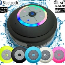 Водонепроницаемый Bluetooth светодиодный динамик для душа fm-радио TF кард-ридер кнопки управления динамик телефон мощная присоска для улицы