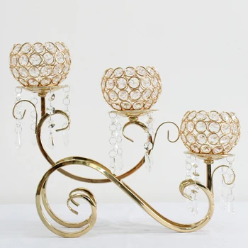 

3-Arms Gold/Silver Tealight Candle Holder Crystal Candle Stand for Home Christmas Decorations for Home Candelabra 3DZT131