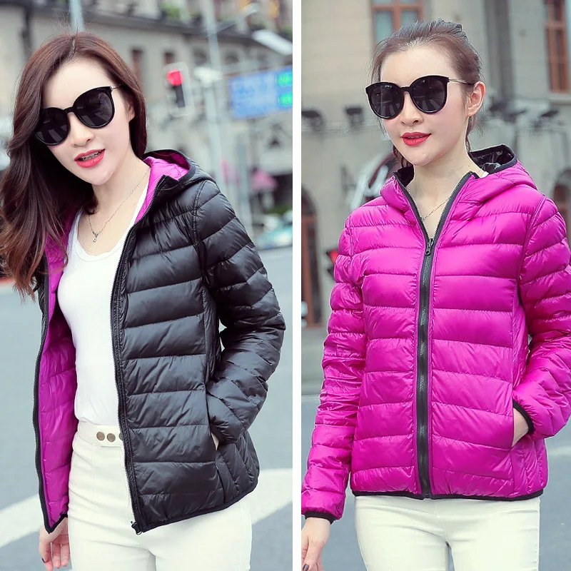 

Double Size Wear Ultra Light Parkas Hooded Womens Winter Jackets And Coats Large Size Women Spring Autumn Jacket Two Side Parkas