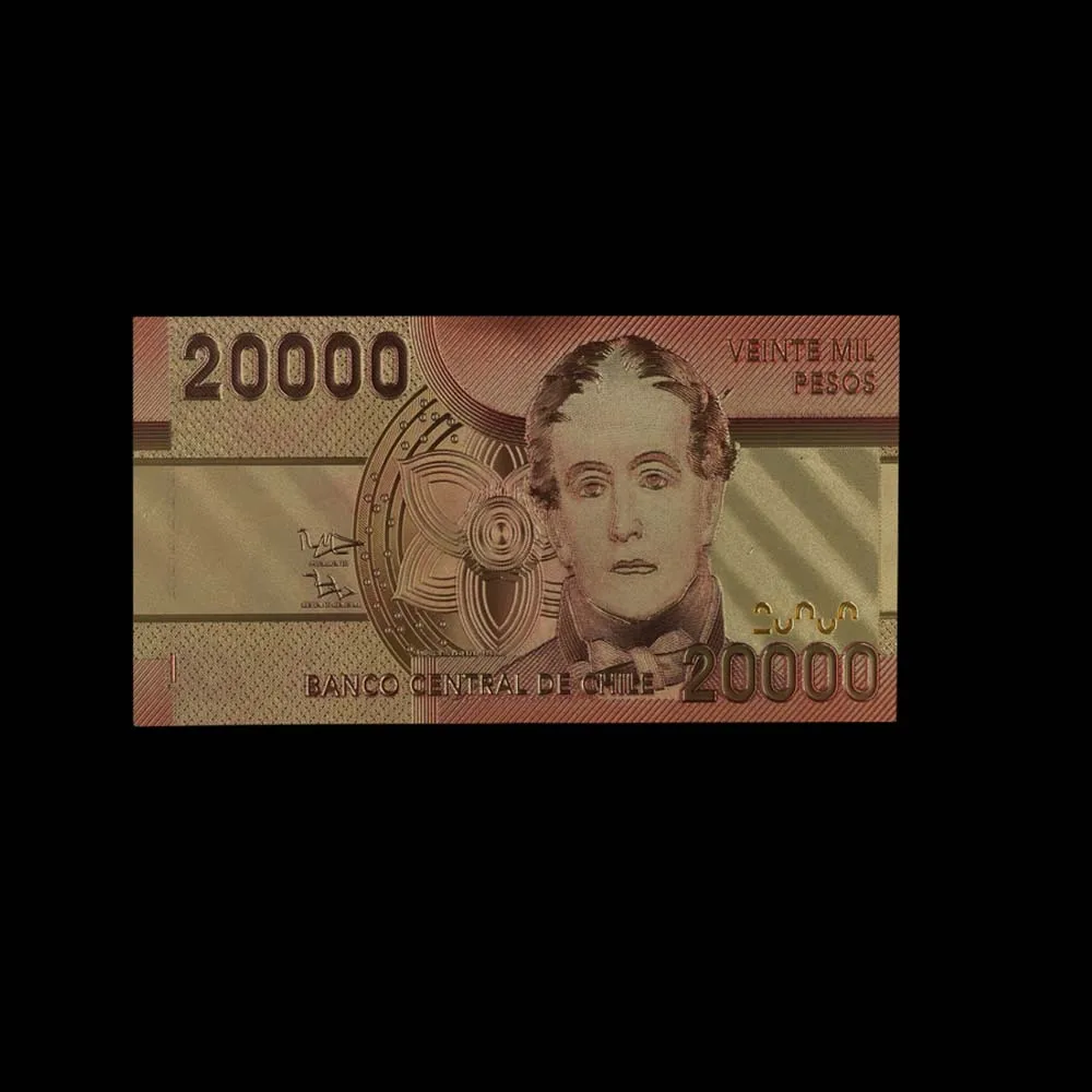 10 шт./лот новые продукты Домашний декор Чили 20000 песо цвет золотой банкноты новый