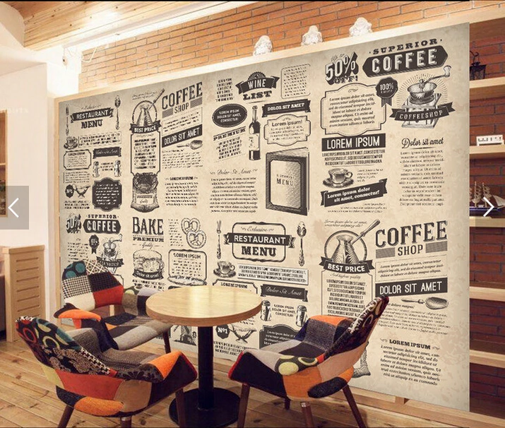Newspaper Themed Restaurant | custom retro wallpaper hand drawn food icon newspaper for Newspaper Themed Restaurant | custom retro wallpaper hand drawn food icon newspaper for