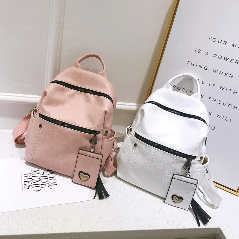 Las mujeres de cuero Mochila adolescente bolso de escuela de la mujer Vintage sólido suave Mochila Negro Mochila bolsas XA86H