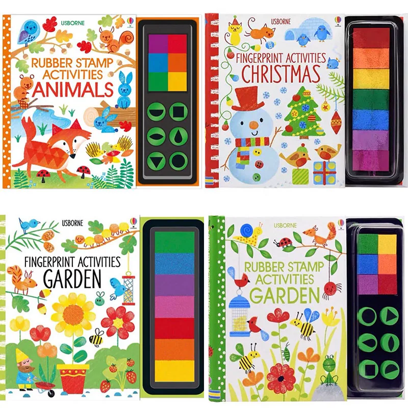Skup Dzieci odcisków palców książki ze stemple gumowe odcisk atramentowy zajęcia dla dzieci Doodling Book Animal Garden przedszkole DIY zabawka rękodzielnicza