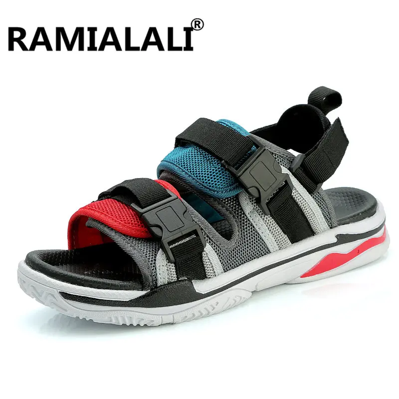 

2019 New Mesh Men's Sandals Summer Black Casual Shoes High Quality Flat Beach Sandals Slippers for Men Hommes Sandalias