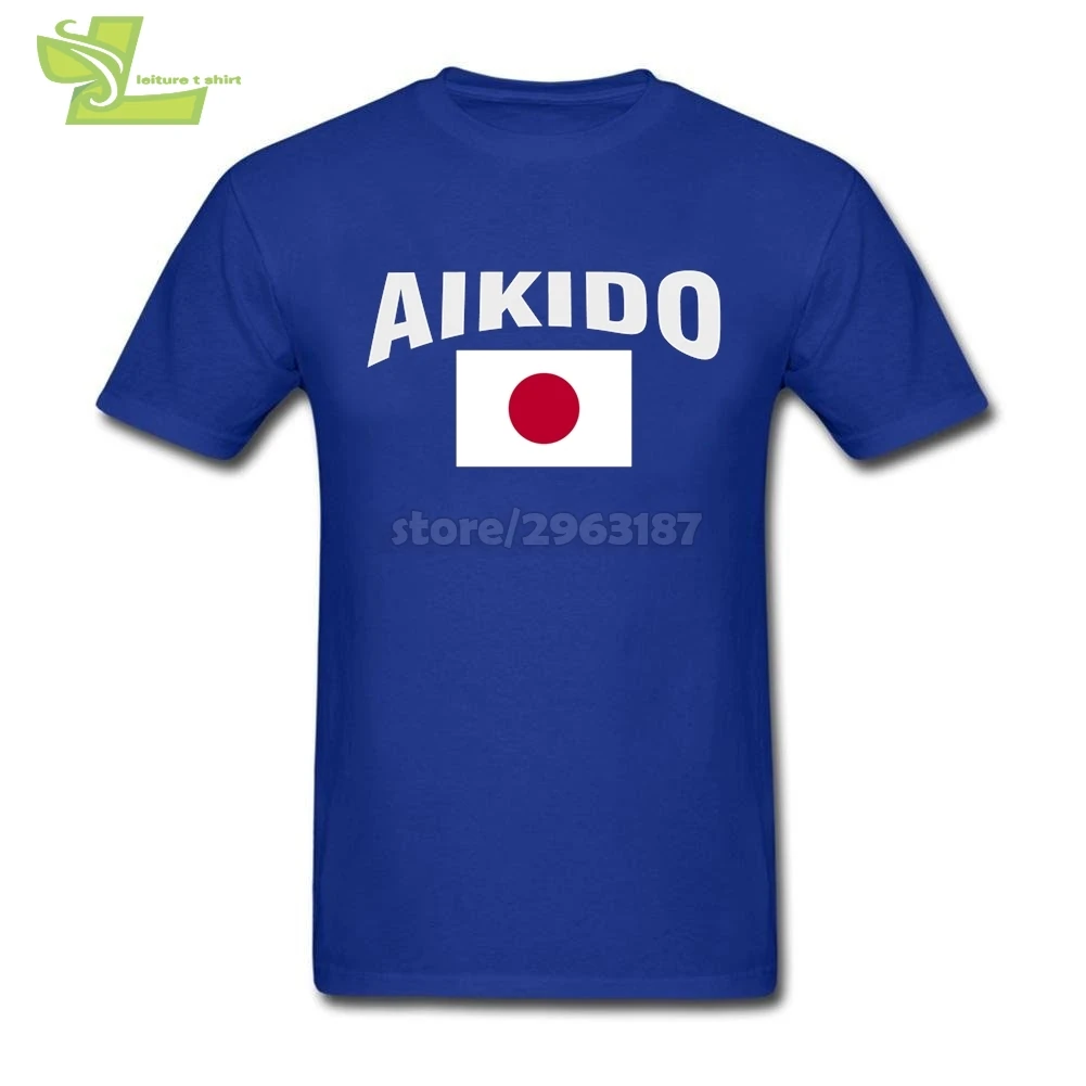 Men's Summer Shirts Short Sleeve Aikido Japan Flag T Shirts Men's