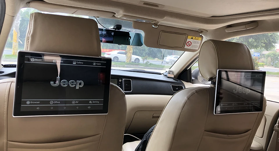 Top In Car Headrest DVD Player With Wireless Headphones Android Monitor For Jeep Grand Cherokee Auto TV Screen 11.8 inch 3
