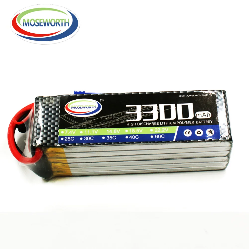 

MOSEWORTH 6S 22.2V 3300mah 60C RC Drone LiPo Battery for Airplane Quadrotor Akku batteria