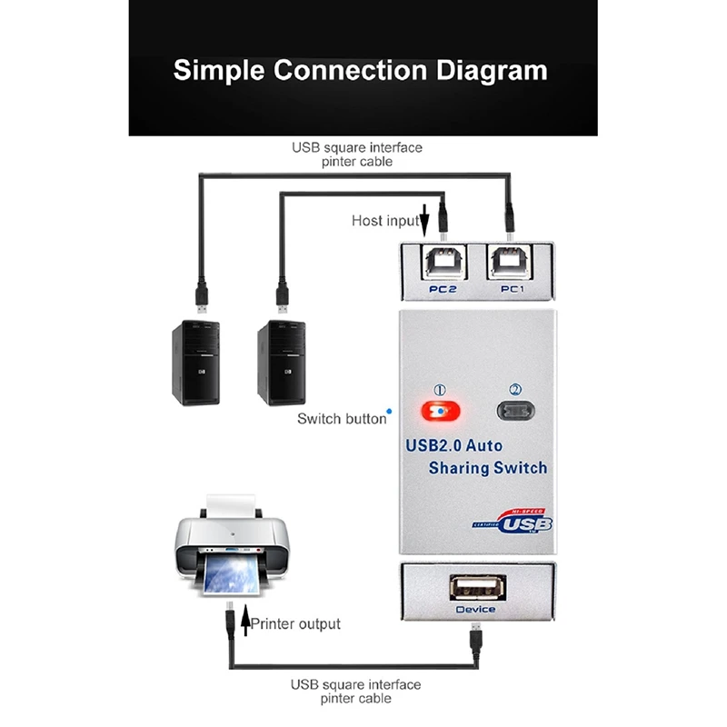 Usb2.0 устройство для обмена принтером разветвитель автоматический переключатель автоматического переключения обмена U диск мышь и