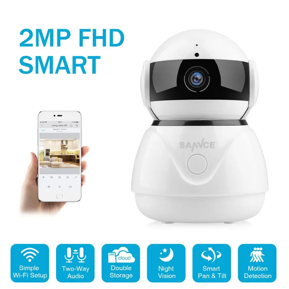 SANNCE ip-камера 1080P HD Smart IR IP Беспроводная камера системы видеонаблюдения Домашняя безопасность 2MP двухстороннее аудио IR-Cut ночное видение wifi детский монитор