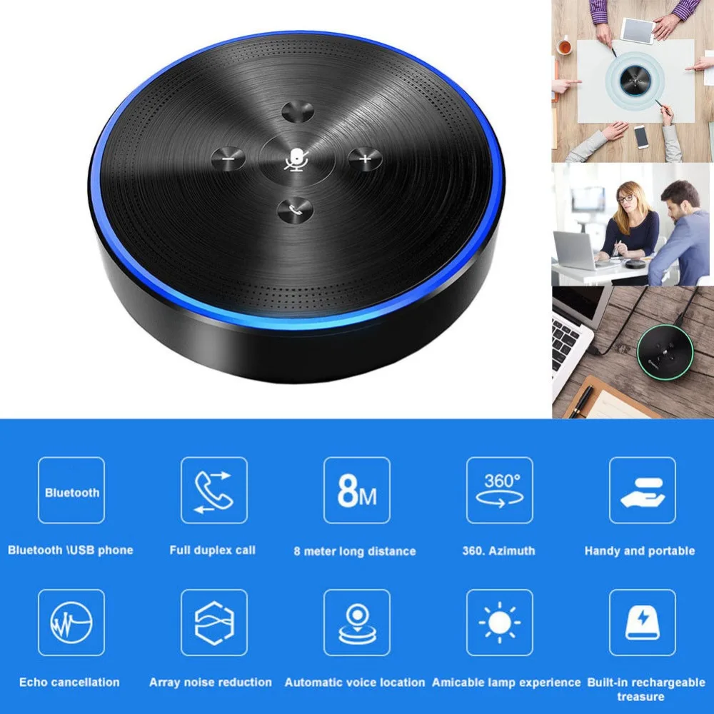 

Wireless Speakerphone Conference Office Core M2 Bluetooth 360 Audio Pickup Conferencing System Teleconference for 5-8 Call