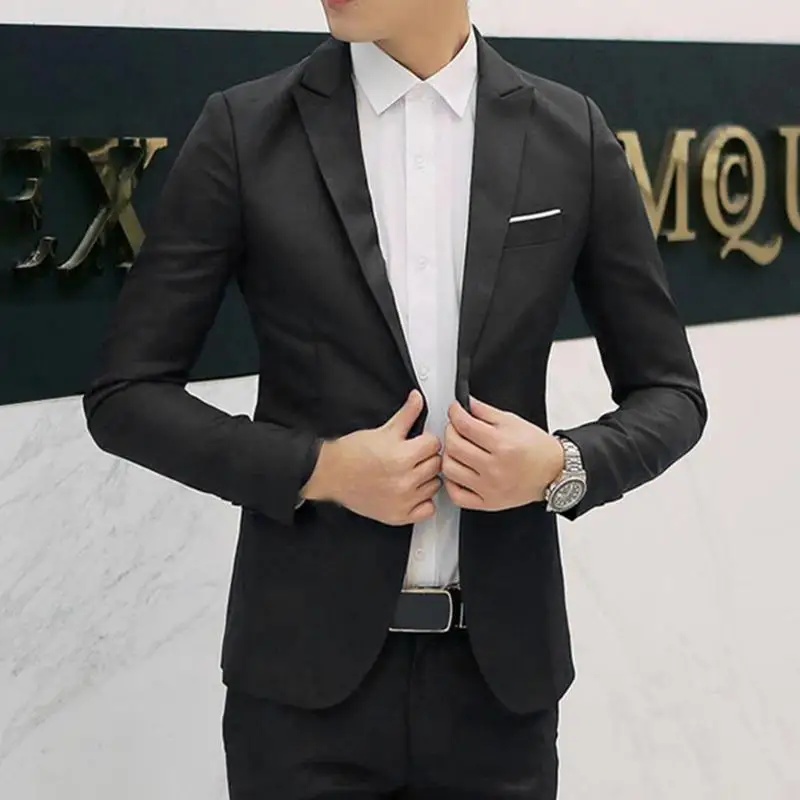 

Spring Summer Men Casual Blazers Slim Fit Formal Business Single Breasted Button Suit Blazer Stylish Solid Male Coat Jacket Tops