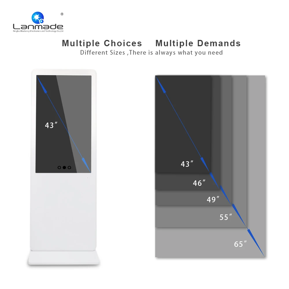 43 дюймов напольного типа цифровых носителях рекламы на подставке с разделенным экраном HD цифровой дисплей рекламы