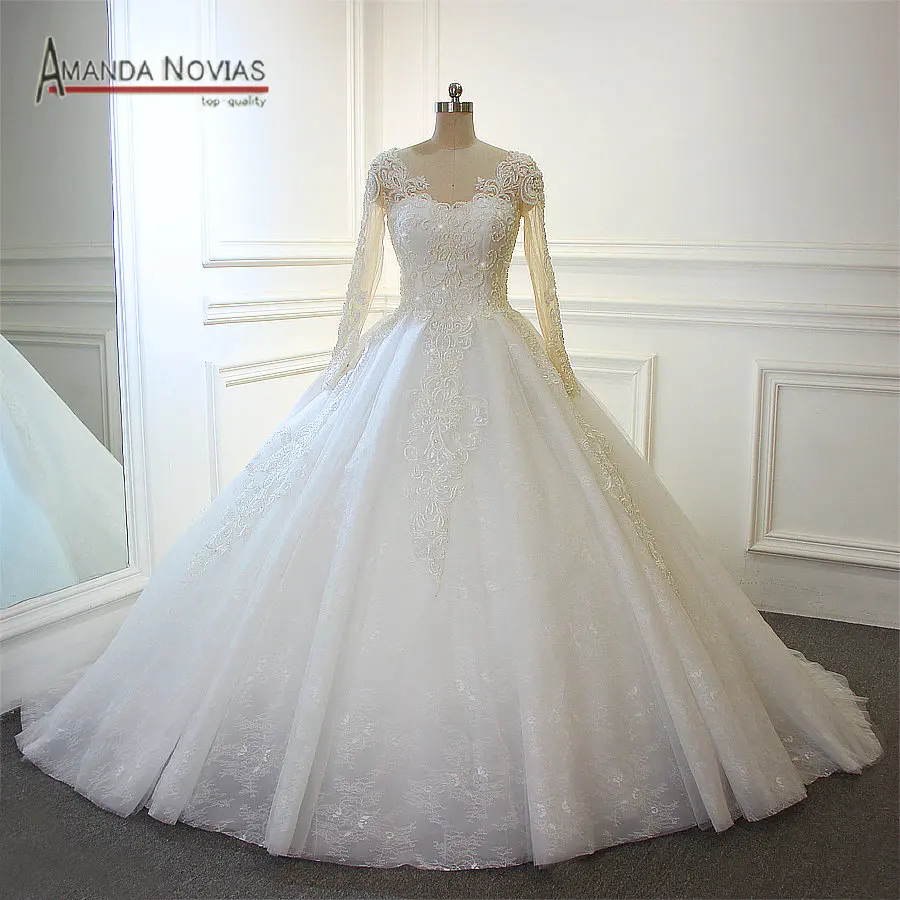 Gelinlik Wedding Dress With Long Train Back Lace Up 100 Top