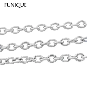 

FUNIQUE 10M Silver Tone Stainless Steel Necklace Chains Opened Cable Chains For Jewelry DIY Necklace Findings 4x3mm