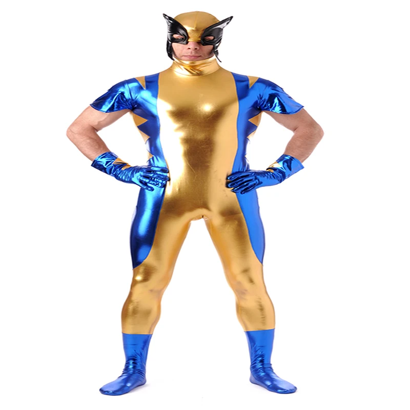 high quality Men Super hero Glue Zentai Suits Full Body One Piece