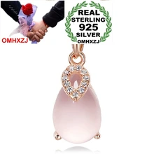 OMHXZJ 3,8 карат натуральный розовый кварц Женская мода kpop 925 серебряные подвески-шармы PE78(без цепи ожерелье