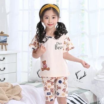 

Summer Children's Pajamas Girls Short-sleeved Cotton Models Home Service Suit Big Girl Cute Princess Sleep Home Nightwear